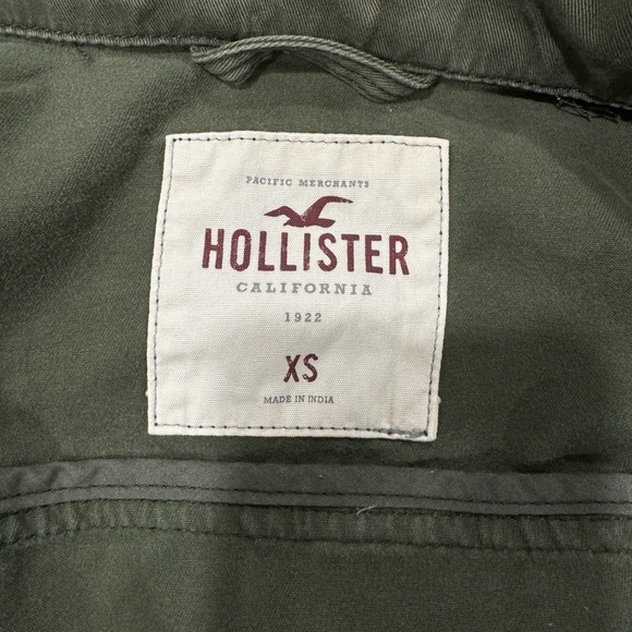 Hollister Cotton Twill Cargo Jacket Green Olive embroidery womens teens XS - Picture 14 of 14